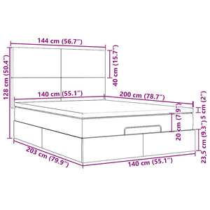 Ottoman Bett mit Matratze Dunkelblau 140x200 cm