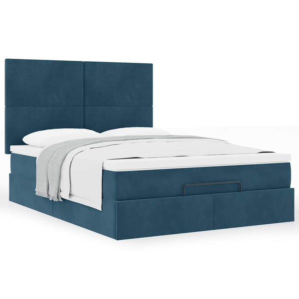 Ottoman Bett mit Matratze Dunkelblau 140x200 cm
