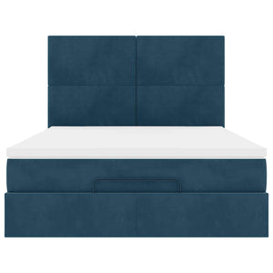 Ottoman Bett mit Matratze Dunkelblau 140x200 cm