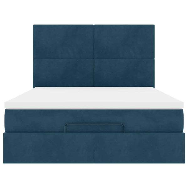 Ottoman Bett mit Matratze Dunkelblau 140x200 cm