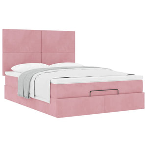 Ottoman Bett mit Matratze Rosa Samt 140x200