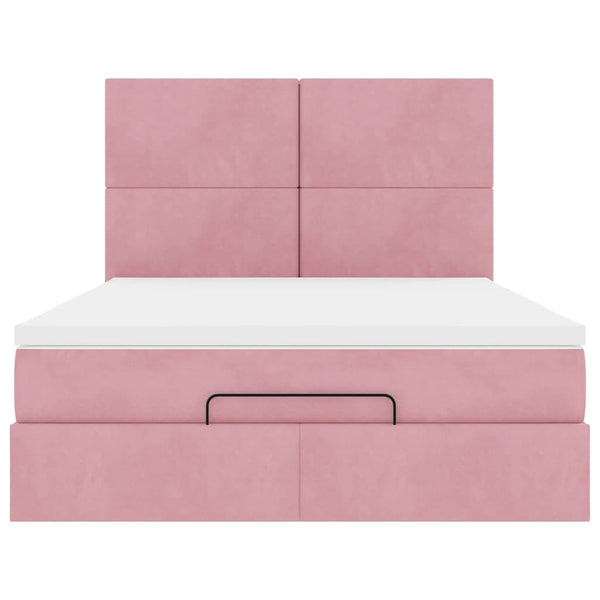 Ottoman Bett mit Matratze Rosa Samt 140x200
