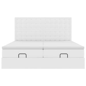 Ottoman Bett 160x200 cm Kunstleder Weiß mit Matratze