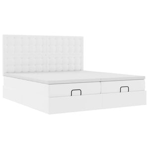 Ottoman Bett 180x200 cm Kunstleder Weiß mit Matratzen