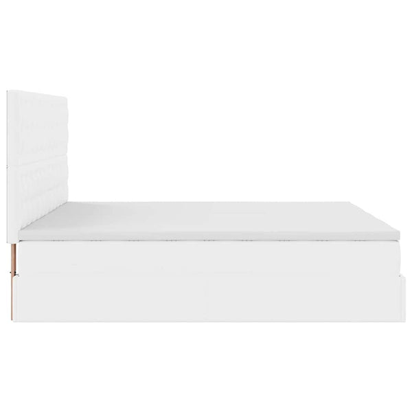 Ottoman Bett 180x200 cm Kunstleder Weiß mit Matratzen