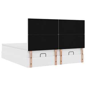 Ottoman Bett 180x200 cm Kunstleder Weiß mit Matratzen