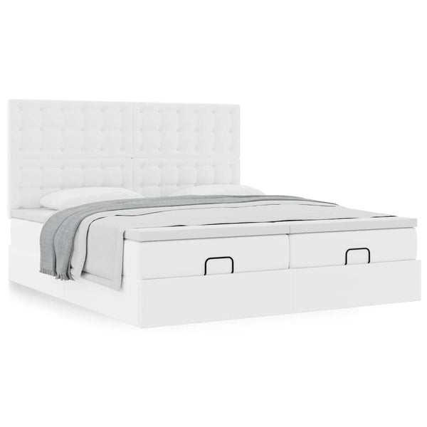 Ottoman Bett 200x200 cm mit Matratze Weiß