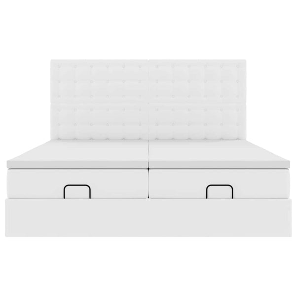 Ottoman Bett 200x200 cm mit Matratze Weiß