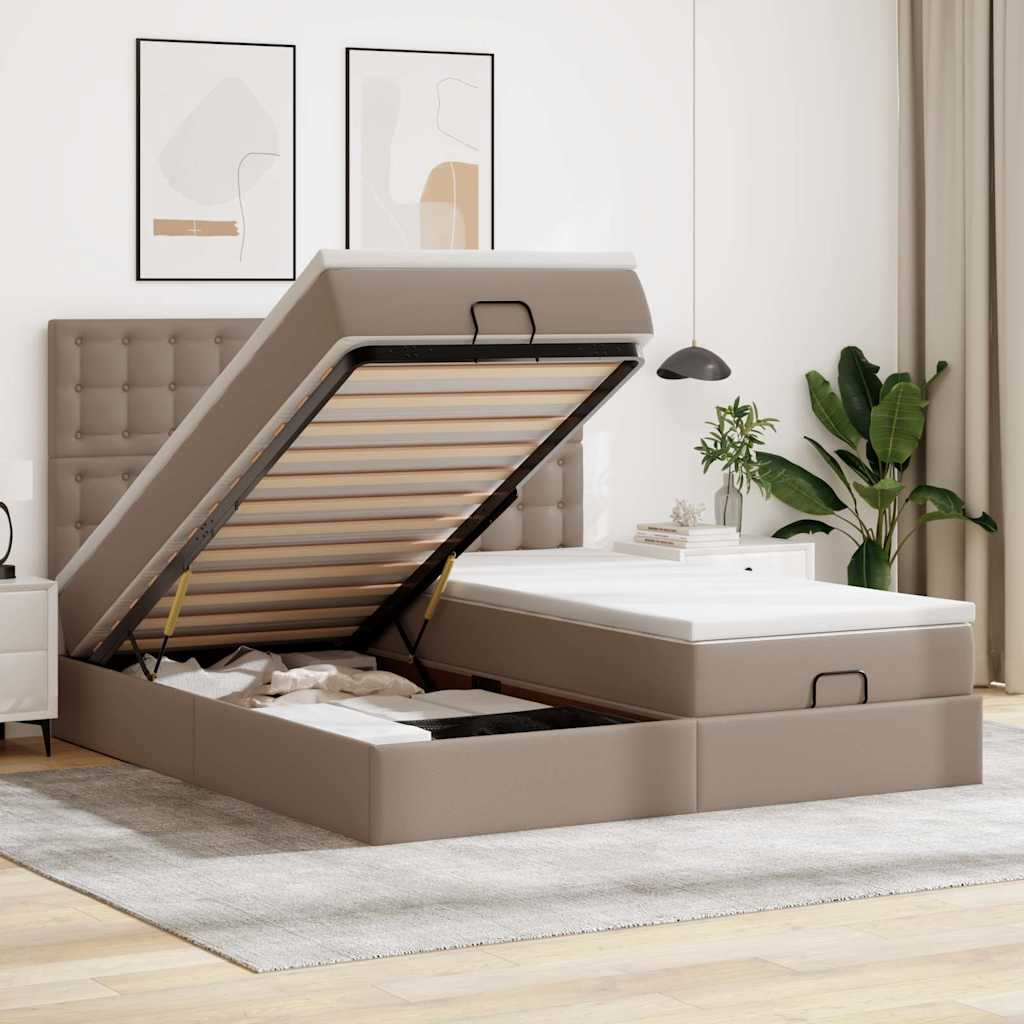 Ottoman Bett mit Matratzen Cappuccino 200x200 cm