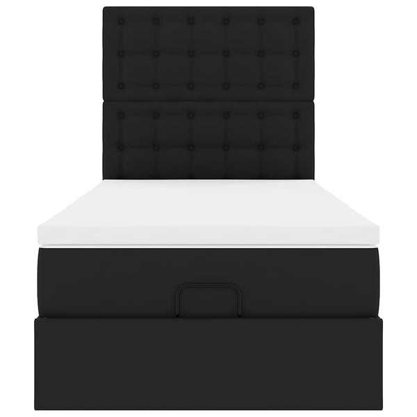 Ottoman Bett mit Matratze & LEDs 80x200 cm Schwarz