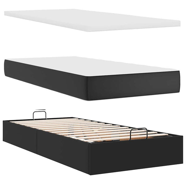 Ottoman Bett mit Matratze & LEDs 80x200 cm Schwarz