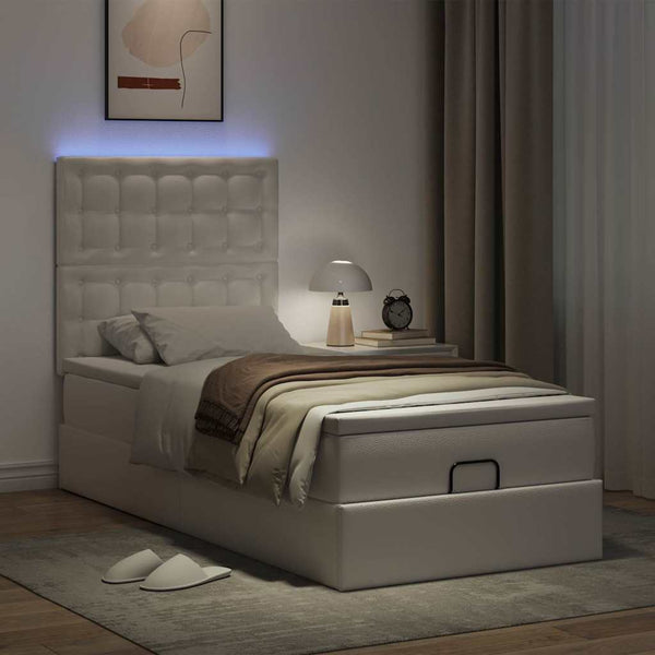 Ottoman Bett mit Matratze & LEDs 80x200 cm