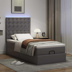 Ottoman Bett mit Matratze & LED Grau 80x200 cm
