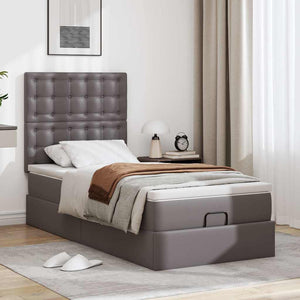 Ottoman Bett mit Matratze & LED Grau 80x200 cm