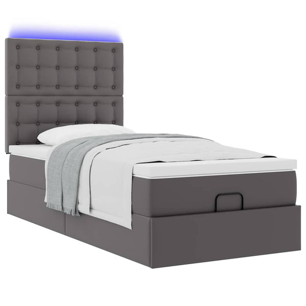 Ottoman Bett mit Matratze & LED Grau 80x200 cm
