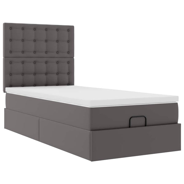 Ottoman Bett mit Matratze & LED Grau 80x200 cm