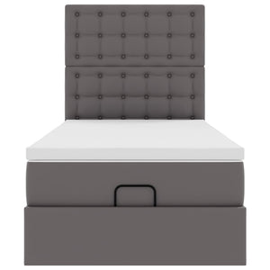 Ottoman Bett mit Matratze & LEDs Grau 90x190 cm