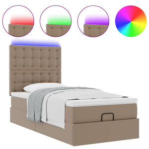vidaXL Lit ottoman avec matelas et LED 90x190 cm similicuir
