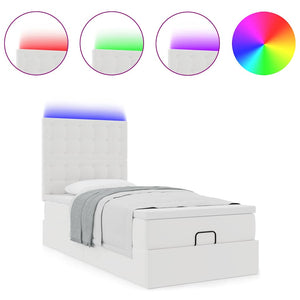 Ottoman Bett mit Matratze & LED Weiß 90x200 cm