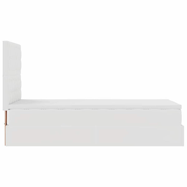 Ottoman Bett mit Matratze & LED Weiß 90x200 cm