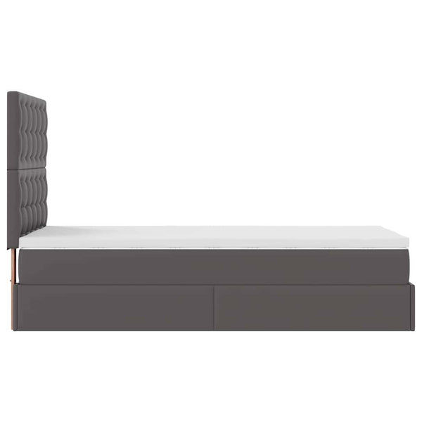 Ottoman Bett mit Matratze & LED Grau 90x200 cm