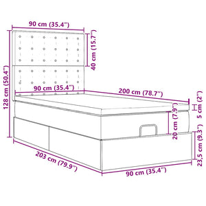 Ottoman Bett mit Matratze & LED 90x200 cm