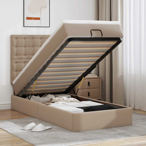 Ottoman Bett mit Matratze & LED 90x200 cm