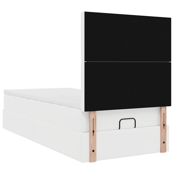 Ottoman Bett 100x200 cm mit Matratze & LED, Weiß