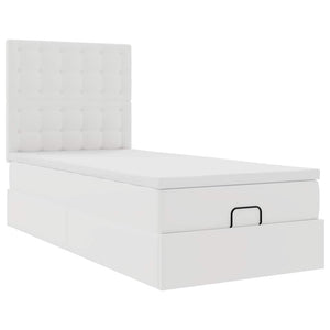 Ottoman Bett 100x200 cm mit Matratze & LED, Weiß