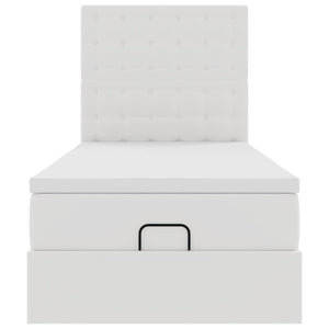 Ottoman Bett 100x200 cm mit Matratze & LED, Weiß