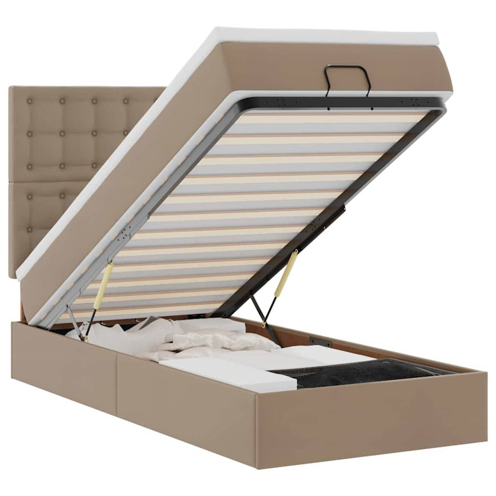 Ottoman Bett mit Matratze & LED 100x200 Kunstleder