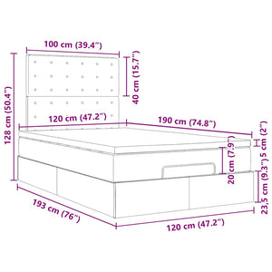 Ottoman Bett mit Matratze & LEDs 120x190 cm
