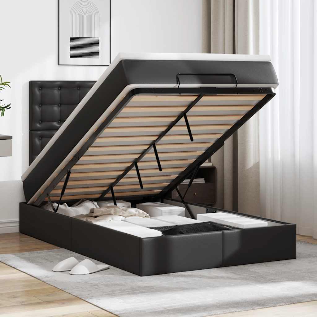 Ottoman Bett mit Matratze & LEDs 120x190 cm