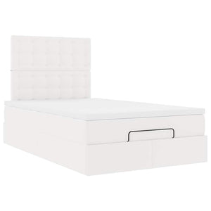 Ottoman Bett mit Matratze & LED Weiß 120x190