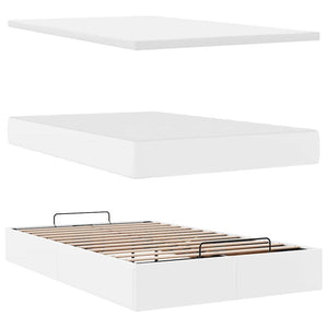 Ottoman Bett mit Matratze & LED Weiß 120x190