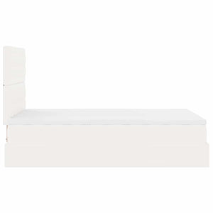 Ottoman Bett mit Matratze & LED Weiß 120x190