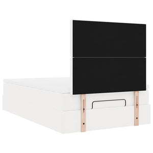 Ottoman Bett mit Matratze & LED Weiß 120x190