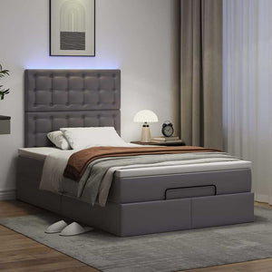 Ottoman Bett mit Matratze & LEDs Grau 120x190 cm