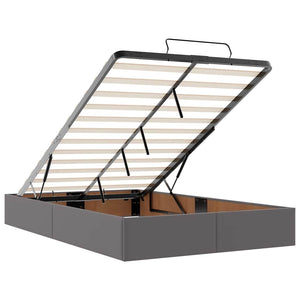 Ottoman Bett mit Matratze & LEDs Grau 120x190 cm