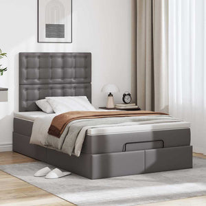 Ottoman Bett mit Matratze & LEDs Grau 120x190 cm