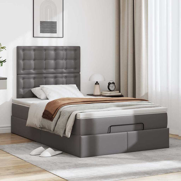 Ottoman Bett mit Matratze & LEDs Grau 120x190 cm