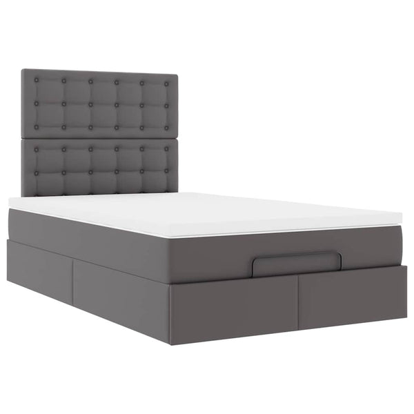 Ottoman Bett mit Matratze & LEDs Grau 120x190 cm