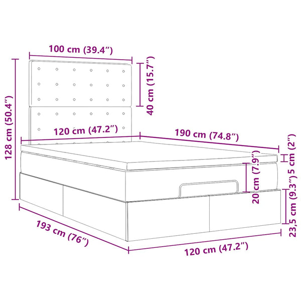 Ottoman Bett 120x190cm mit Matratze & LED