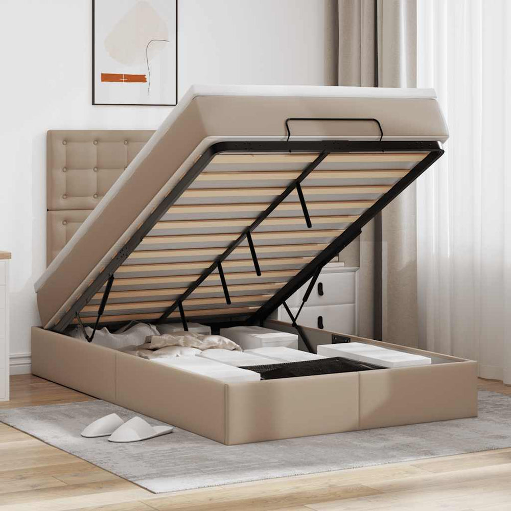 vidaXL Ottoman Bed with Mattress & LEDs 120x190cm Faux Leather