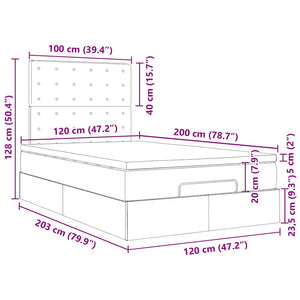 Ottoman Bett 120x200 cm mit Matratze & LED