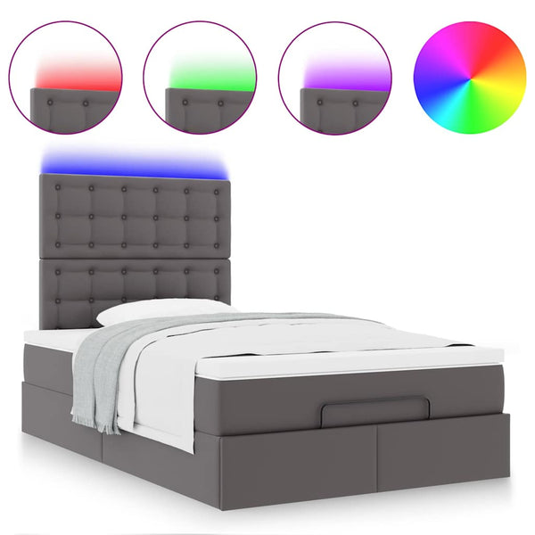 Ottoman Bett mit Matratze & LEDs Grau 120x200 cm