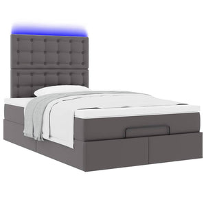 Ottoman Bett mit Matratze & LEDs Grau 120x200 cm
