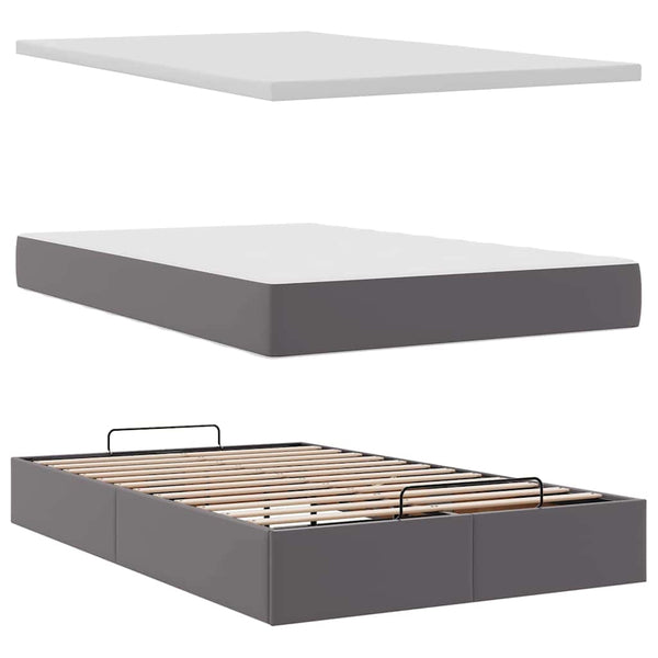 Ottoman Bett mit Matratze & LEDs Grau 120x200 cm