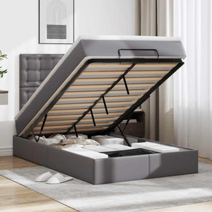 Ottoman Bett mit Matratze & LEDs Grau 120x200 cm
