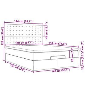 Ottoman Bett 140x190 cm mit Matratze & LED